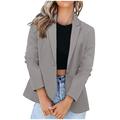 KIJBLAE Womens Blazer Jackets Open Front With Button Pockets For Business Office Fall Fashion Solid Color Cardigans 2023 Cardigans Temperament Coat Workout Long Sleeve Jacket Gray XL