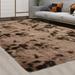 Modern Soft Shaggy Area Rug Cozy Luxury Faux Fur Furry Rugs Fluffy baby Crawling Carpet for Living room 6 x 9 feet Coffee