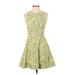 Bebe Casual Dress - A-Line: Yellow Floral Motif Dresses - Women's Size X-Small