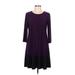Tiana B. Casual Dress - A-Line: Purple Color Block Dresses - Women's Size 10