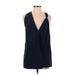 Nanette Lepore Casual Dress Plunge Sleeveless: Blue Print Dresses - Women's Size 6
