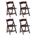 4 PACK Mahogany Resin Folding Chair with Black Vinyl Padded Seat - Wedding Chairs