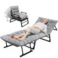 ABORON 3 in 1 6-Gear Folding Patio Lounge Chairs Portable Folding Sleeping Cot Perfect for Sunbathing Camping Pool Beach Patio