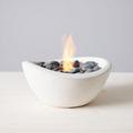 TerraFlame Wave Table Top Fire Bowl Gel Fuel - Stone Cast - White