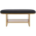 Everly Quinn Comesana Storage Bench Polyester/Wood/Upholstered/Manufactured Wood in Black | 18 H x 42 W x 15 D in | Wayfair