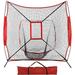 Bilot 7 x 7 Baseball Softball Practice Net Hitting Batting Pitching Catching Training Aids Backstop Screen Equipment w/Strike Zone Carry Bag & Bow Net Frame