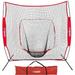 7 Ã—7 Baseball Softball Practice Net Hitting Batting Catching Pitching Training Net w/Carry Bag & Metal Bow Frame Baseball Training Equipment