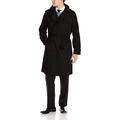 Adam Baker Men s 940215 Double-Breasted Belted Trench Coat Classic All Year Round Twill Raincoat - Black - 60R