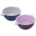 Uxcell Kitchen Colander Bowl Set 2 Pcs Large Double Layer Drain Basin Basket for Fruits Vegetables Pasta Blue Purple