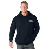 Men's Big & Tall Russell® Quilted Sleeve Hooded Sweatshirt by Russell Athletic in Black (Size 4XLT)