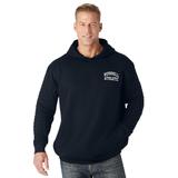 Men's Big & Tall Russell® Quilted Sleeve Hooded Sweatshirt by Russell Athletic in Black (Size 2XL)