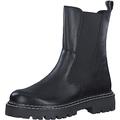 MARCO TOZZI Damen Chelsea Boots aus Leder Flach, Schwarz (Black/White), 42