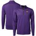 Men's Cutter & Buck Purple LSU Tigers Alumni Logo DryTec Virtue Eco Pique Micro Stripe Recycled Quarter-Zip Pullover Top