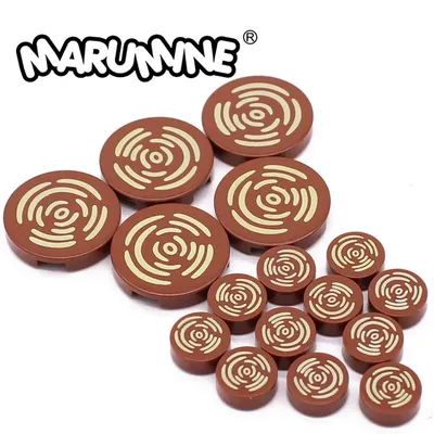 Marumine MOC Montage Fliesen Runde Mit Baumstumpf Holzmaserung Muster Ziegel 14769pb196 98138pb042 Image
