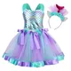 Jurebecia Meerjungfrau Kleid Mädchen Halloween Prinzessin Party verkleiden Tüll Mesh Regenbogen Tutu