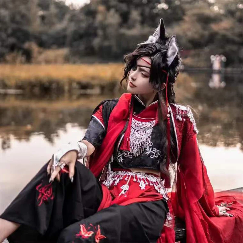 CLLMKL`COS Tian Guan Ci Fu Hua Cheng Cosplay Uniform Kostüm Rotes Chinesisches Antikes Kostüm Han Fu Anzug Halloween Uniform