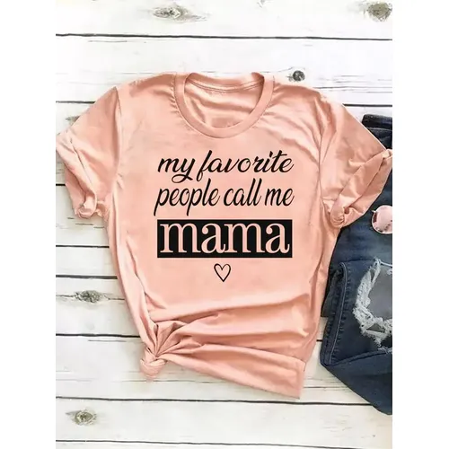 Kleidung Sommer Top Fashion Kurzarm Print T Shirt T Brief Mom Mama Liebe Trend Grundlegende Frauen