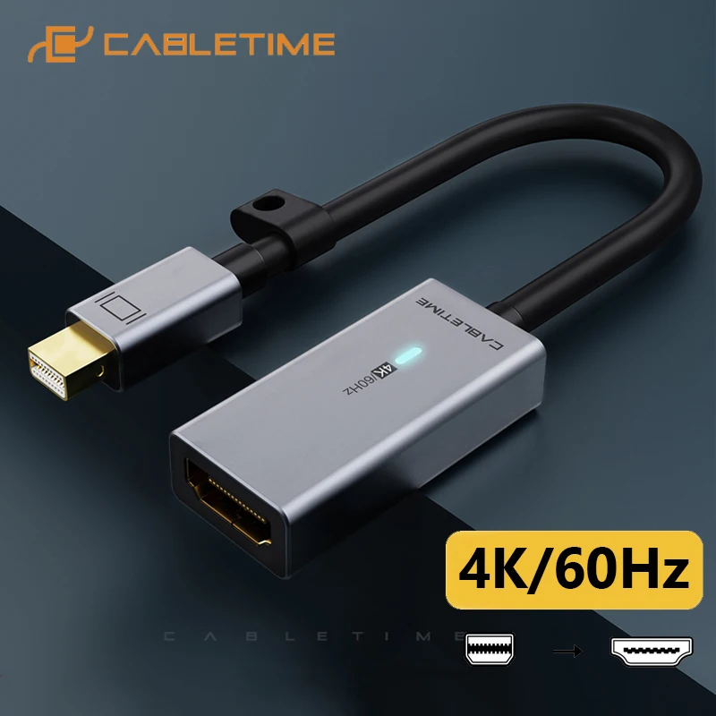 CABLETIME 4K 60HZ Mini Displayport zu HDMI Adapter Sync Daten Atemlicht Mini Dp Konverter für MacBook Lenovo Acer C315 Image