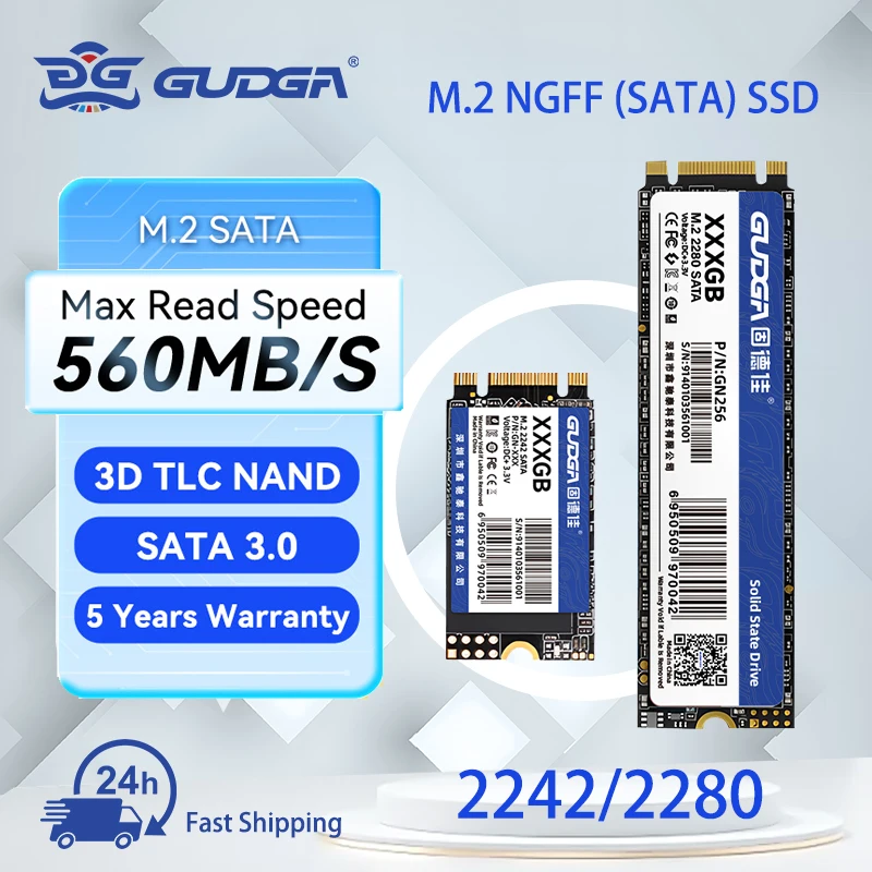 GUDGA SSD SATA M2 1 TB 512 GB 2 TB 256 GB 128 GB SSD-Festplatte M.2 NGFF Solid State Drive 2242 2280 Festplatte für Desktop-Laptop ssd m2 sata Image