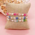 Go2boho hand gefertigte Armbänder verstellbar Edelstahl Charme Armband Blumen Perlen Perle Armreif