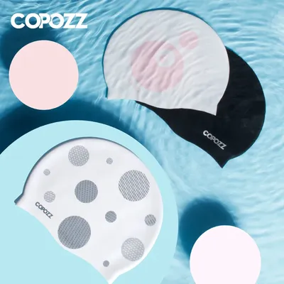 Copozz elastischer Silikon kautschuk wasserdicht schützen Ohren langes Haar Sport Schwimmbad Hut