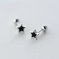 MloveAcc Nette Schwarz Stern 925 Sterling Silber Schraube Stud Ohrringe für Frauen Mädchen Kinder