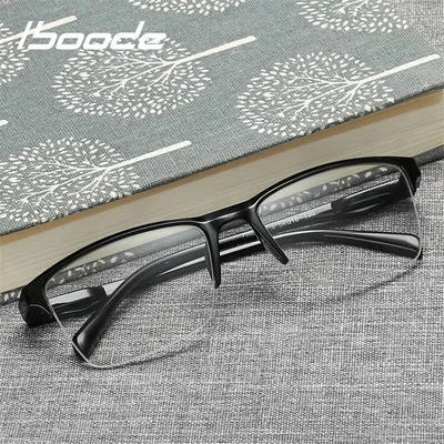 Iboode Halb Rahmen Lesebrille Presbyopic Brillen Männlich-weibliche Weit anblick Gläser Ultra Licht