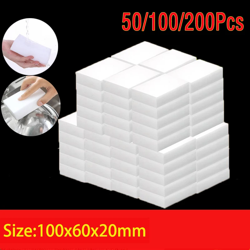 50/100/200Pcs Magie Schwamm Radiergummi Melamin Schwamm Reiniger Küche Reinigung Schwamm für Teller Waschen Bad Reinigung werkzeuge Image
