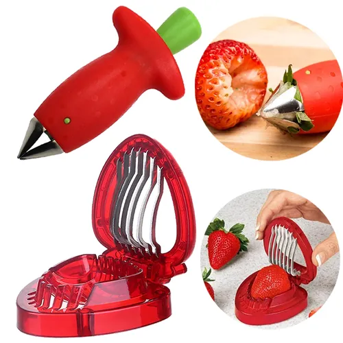Erdbeere Slicer Cutter Erdbeere Corer Erdbeere Huller Obst Blatt Stem Remover Salat Kuchen Werkzeuge