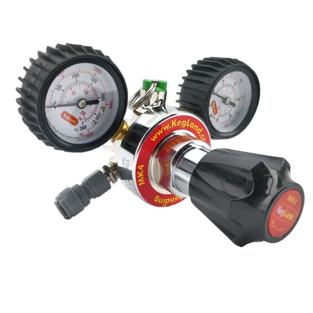 KegLand CO2-Gasregler MK4 Dual Gauge Multi Gas – Typ 30 W21,8 Gewinde Bierbrauen Image