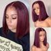 99J Burgundy Short Bob Wig 13X4 Lace Front Wigs for Women Brazilian Human Hair Red Highlighted Colored Lace Frontal Wig 10inch