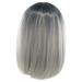 Bob wig Womens Bob Wig Gradient Color Cosplay Synthetic Hair Wig Short Straight Wigs Lace High Temperature Bob Wig (Gradient Grey)