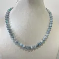 8MM Aquamarine Jade Necklace Blue Natural Stone Beads Jewelry Health Care Gemstone Protection Choker
