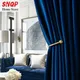 Blackout Luxury Royal Blue Velvet Curtains for Living Room Bedroom European Window Kitchen Fashion
