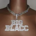 Custom Name Necklace AAA Zirconia Baguette Letters With Big Hoop CubanChain Pendant For Men Women