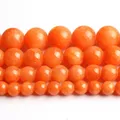 Round Stone Beads Orange Jades 6/8/10/12mm Loose Spacer Perles Beads for DIY Bracelet Jewelry Making