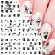 12pcs Black Cat Nail Water Transfer Sticker Cute Cartoon Love Heart French Tips Manicure Pedicure