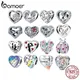 BAMOER 925 Sterling Silver Heart-shape Collection Charms Cat Love Paw Footprints Charms fit for