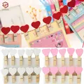 20 Pcs Heart Wooden Pegs Clothes Socks Clips Mini Pins Clothespin Wooden Photo Paper Clamp Craft