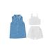 Suanret Kids Girls 3Pcs Summer Shorts Outfits Sleeveless Jacket + Cami Tops + Shorts Set Little Girls Clothes White 4 Years
