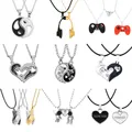 I Love You Best Friends Couple Necklace Jewelry Puzzle BFF Key Lock Tai Chi Heart Pendants Necklaces