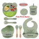 Silicone Sucker Bowl Plate Cup Bibs Spoon Fork Sets Personalized Name Children's Feeding Dishes