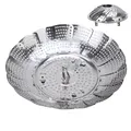 Stainless Steel Multifunctional Steamer Plate Silver Magic Retractable Folding Steaming Fruit Plate