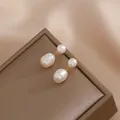 Minar Delicate Irregular Freshwater Pearl Earring For Women Gold Color Metal Hanging Drop Earrings