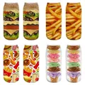 New 3D Print Funny Cute Cartoon chips french fries Unisex Short Socks Creative Colorful Multiple