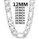 Solid 925 Sterling Silver Necklace For Men Classic 12mm Cuban Chain 18/20/22/24/26/28/30 Inch Charm