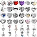 Heart Shape 925 Sterling Silver Family affection Pendant Charms bead Fit Original Pandora Bracelet