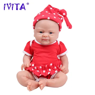 IVITA 14inch 1.65kg Full Body Silicone Bebe Reborn Doll Soft Lifelike Baby DIY Blank Toys Realistic