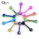 10PCs 3mm Candy Color Random Stainless Steel Acrylic Ball Tongue Bars Ring Ear Nail Clasp Ear Bone