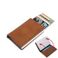 Bycobecy Custom Card Case Leather Wallet Men Magnet Wallet Rfid Credit Card Holder Aluminum Box Case